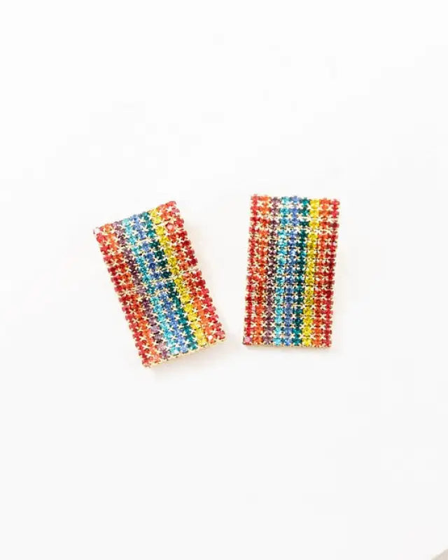 Wavy Rainbow Bar Earrings - Multi / OS