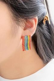 Wavy Rainbow Bar Earrings - Multi / OS