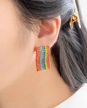 Wavy Rainbow Bar Earrings - Multi / OS