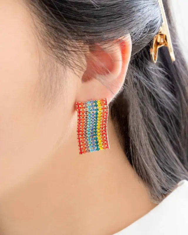 Wavy Rainbow Bar Earrings - Multi / OS