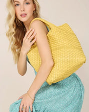 weaving bag medium - YELLOW