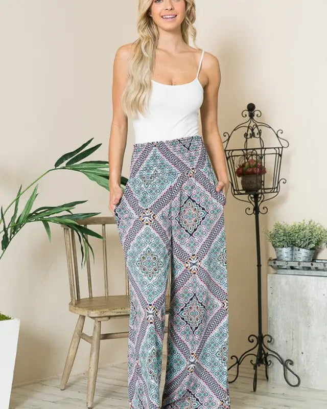 Smocked Wide Leg Pants