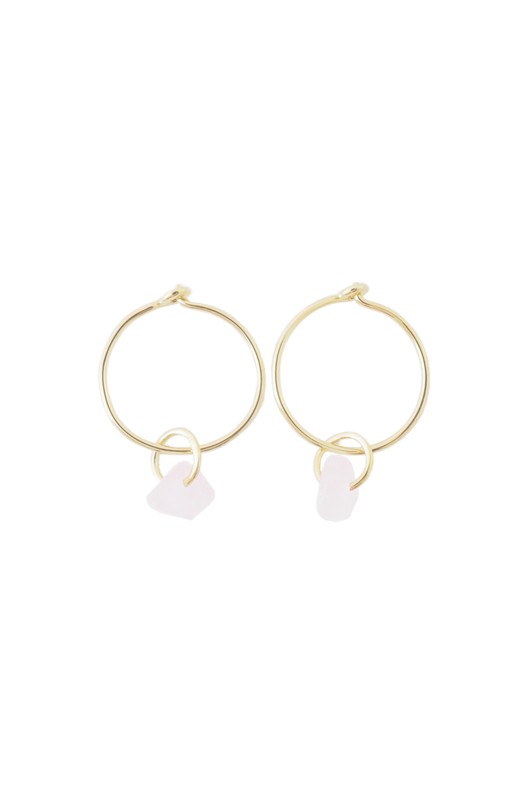 Wishing Crystal Hoop Earrings - Amethyst on Gold / One Size