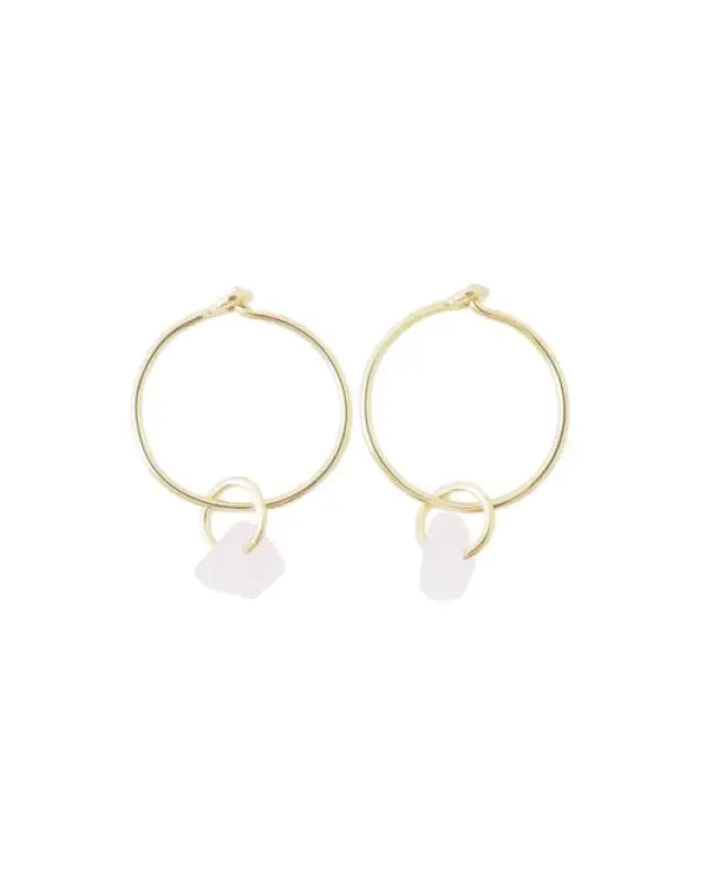 Wishing Crystal Hoop Earrings - Amethyst on Gold / One Size