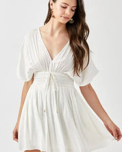 Smocked Waist With Tassel Strap Dress