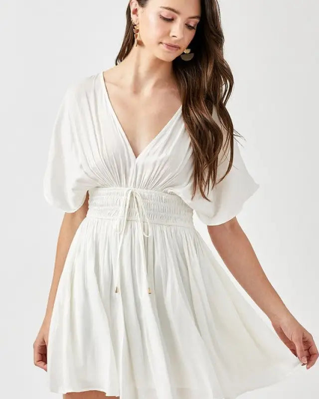 Smocked Waist With Tassel Strap Dress