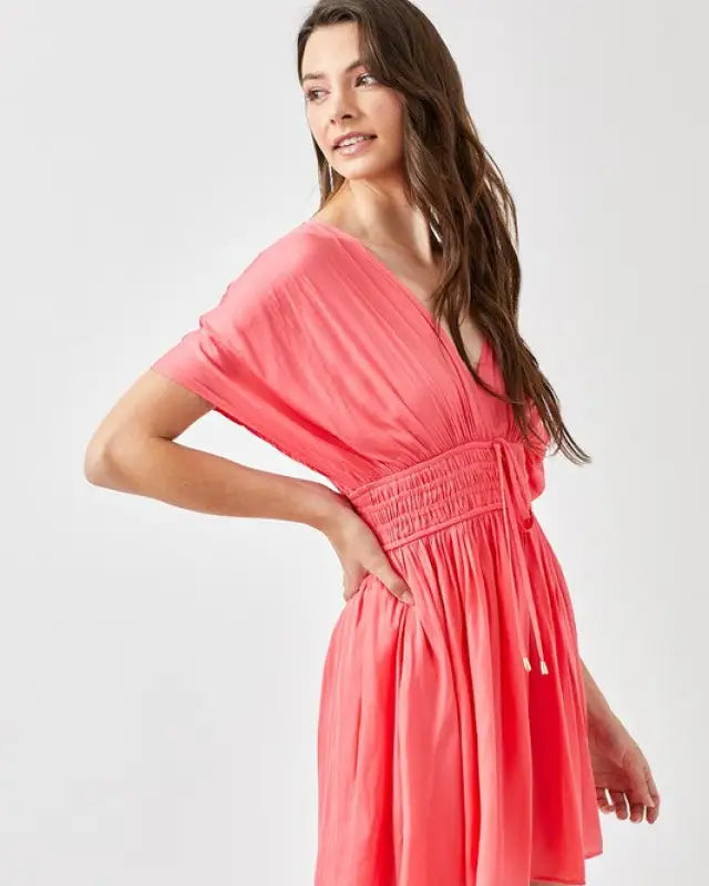 Smocked Waist With Tassel Strap Dress