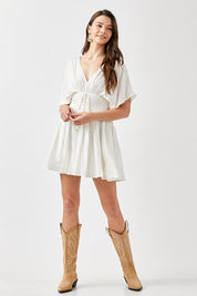 Smocked Waist With Tassel Strap Dress