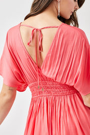 Smocked Waist With Tassel Strap Dress