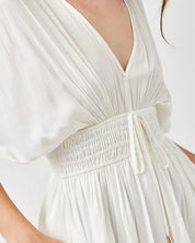 Smocked Waist With Tassel Strap Dress