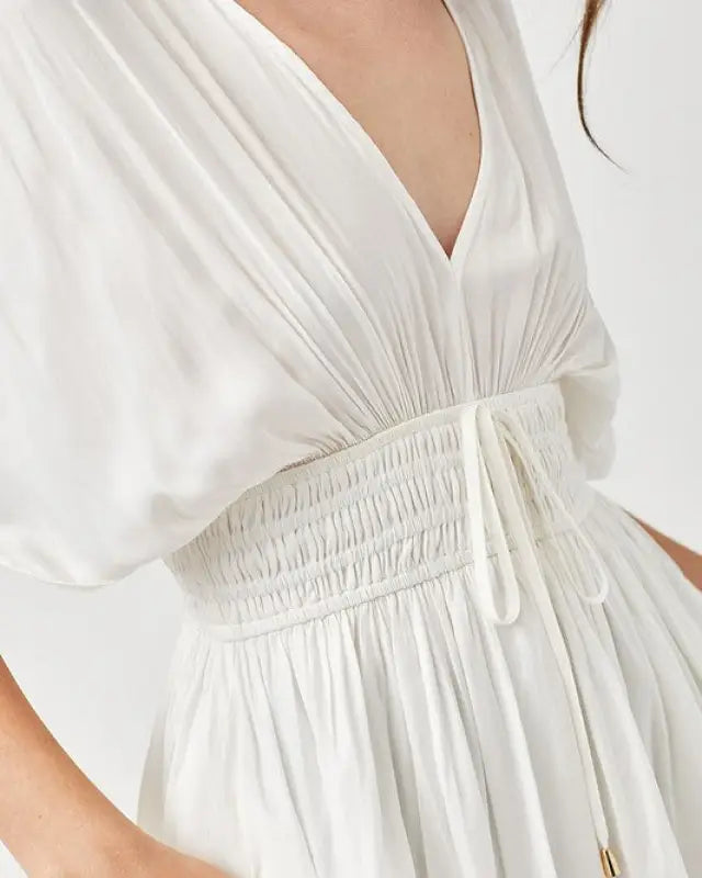 Smocked Waist With Tassel Strap Dress