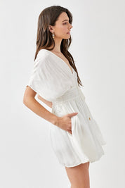 Smocked Waist With Tassel Strap Dress