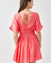 Smocked Waist With Tassel Strap Dress