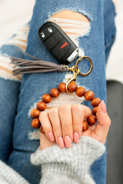 Wooden Key Ring Bracelets - Gray / OneSize