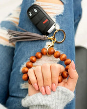 Wooden Key Ring Bracelets - Gray / OneSize