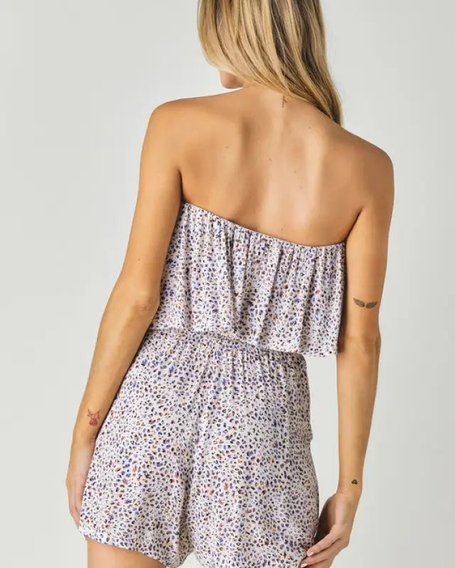 Woven Leopard Print Ube Romper