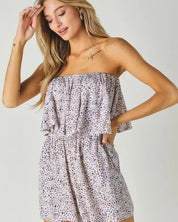 Woven Leopard Print Ube Romper