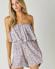 Woven Leopard Print Ube Romper