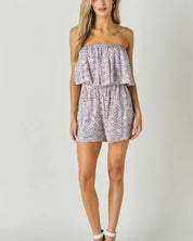 Woven Leopard Print Ube Romper