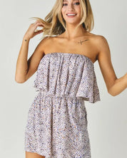 Woven Leopard Print Ube Romper