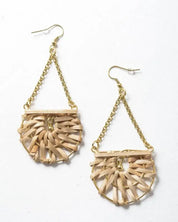 Woven Rattan Drop Chain Hook Earring