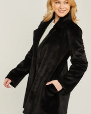 Woven Solid Teddy Collar Coat