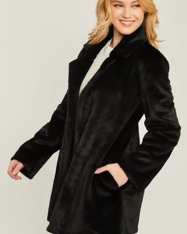 Woven Solid Teddy Collar Coat