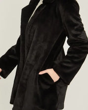 Woven Solid Teddy Collar Coat