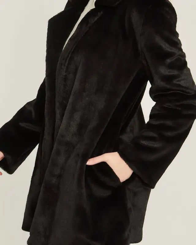 Woven Solid Teddy Collar Coat