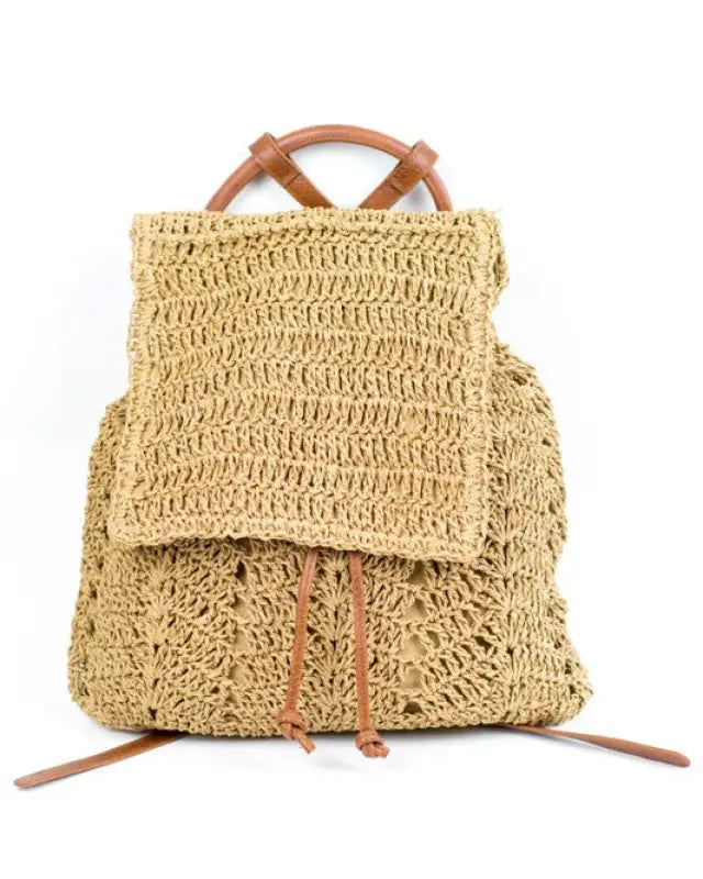 Woven Straw Backpack