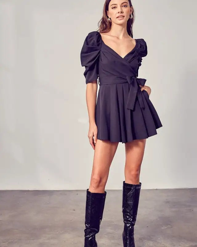 Wrap Front Side Tie Romper