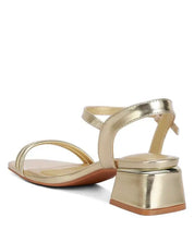 Zabou Metallic Ankle Strap Low Block Heels