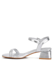 Zabou Metallic Ankle Strap Low Block Heels